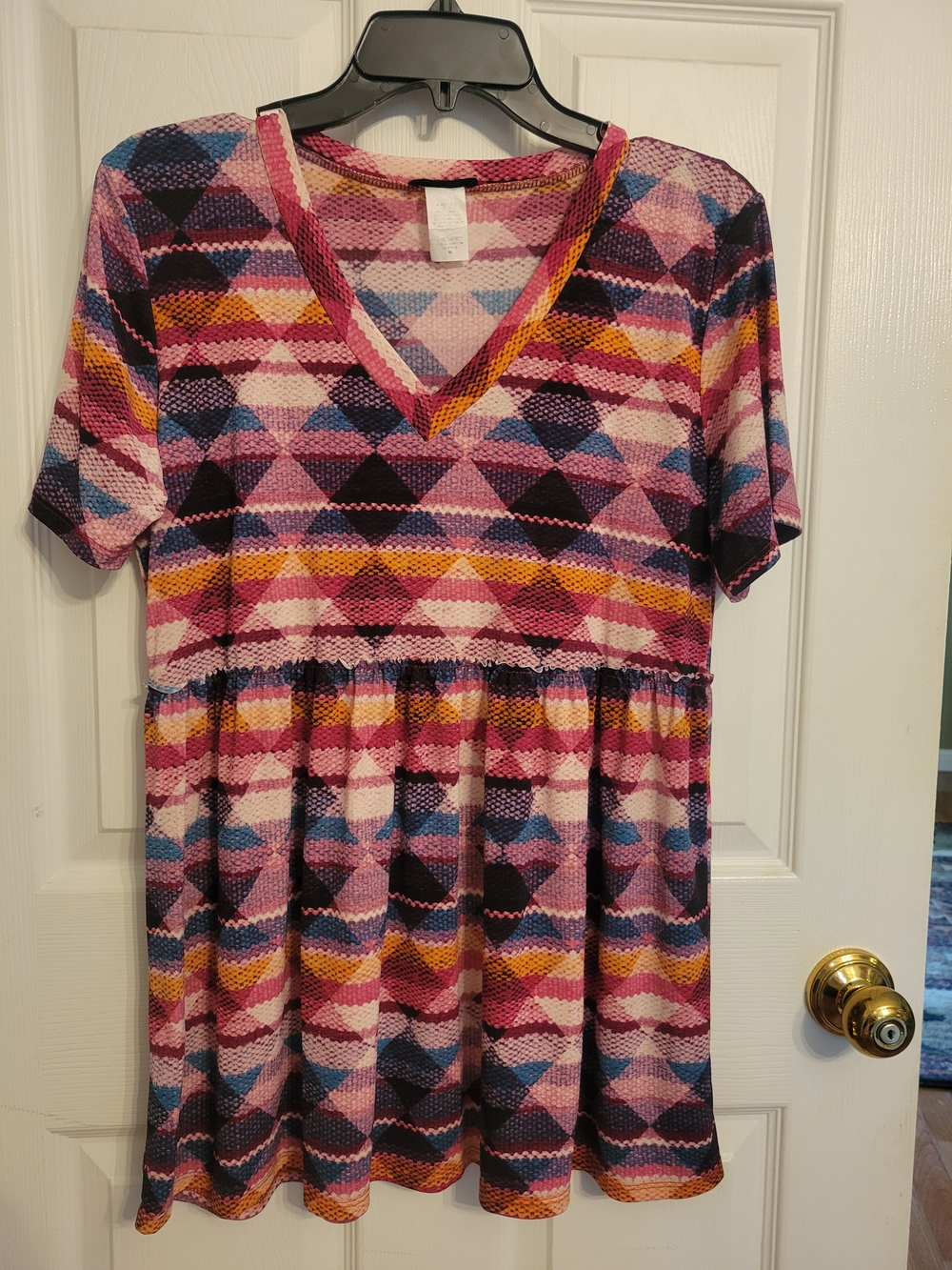 HEIMISH USA Pink Multi Geometric V-Neck Tunic